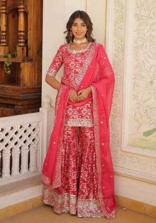 Picture of Georgette Light Coral Readymade Salwar Kameez