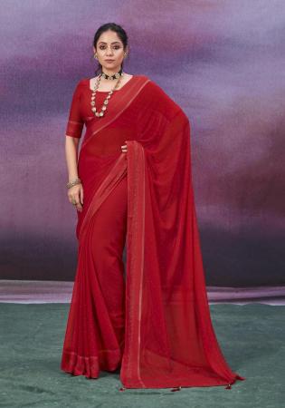 Picture of Graceful Chiffon Fire Brick Saree