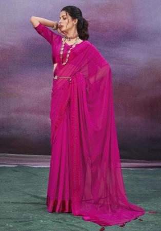 Picture of Gorgeous Chiffon Deep Pink Saree