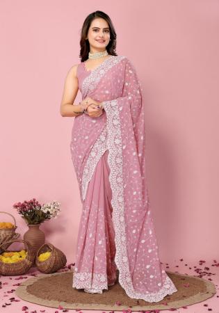 Picture of Enticing Georgette Rosy Brown Saree