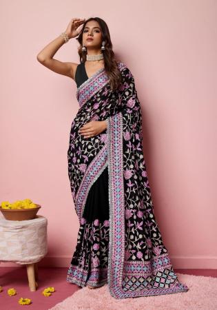 Picture of Comely Georgette Black Saree