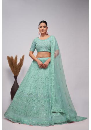 Picture of Taking Net Dark Sea Green Lehenga Choli