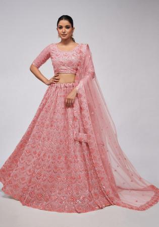 Picture of Well Formed Net Rosy Brown Lehenga Choli