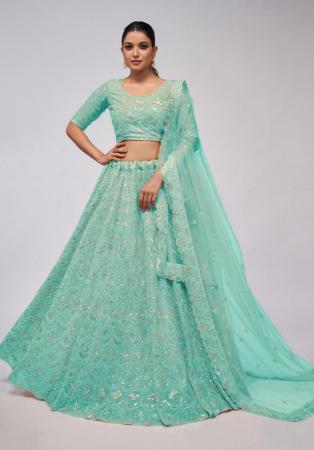 Picture of Statuesque Net Cadet Blue Lehenga Choli