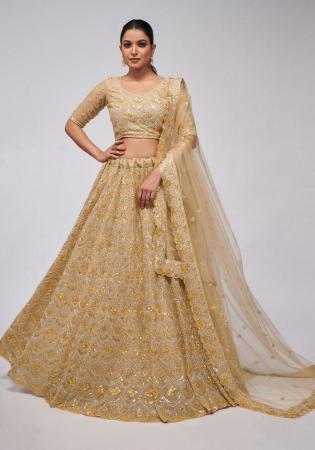 Picture of Splendid Net Dark Khaki Lehenga Choli