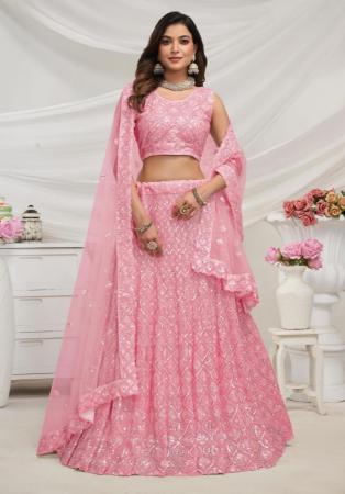 Picture of Charming Net Pale Violet Red Lehenga Choli