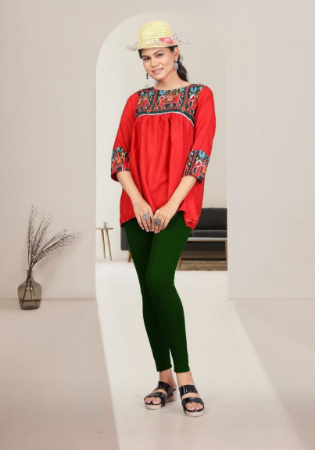 Picture of Elegant Silk Tomato Kurtis & Tunic