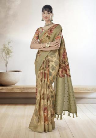 Picture of Charming Silk & Organza Dark Khaki Saree