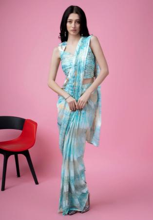 Picture of Magnificent Satin & Silk Light Steel Blue Saree