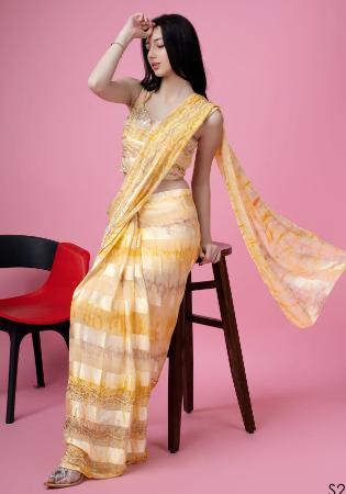 Picture of Excellent Satin & Silk Wheat Saree