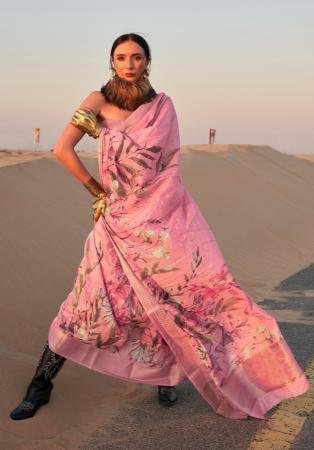 Picture of Amazing Linen Light Coral Saree