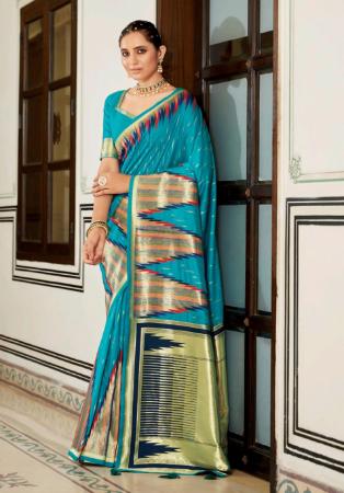 Picture of Elegant Silk Dark Cyan Saree