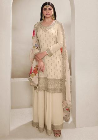 Picture of Comely Chiffon Tan Straight Cut Salwar Kameez