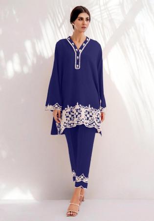 Picture of Chiffon Dark Slate Blue Readymade Salwar Kameez