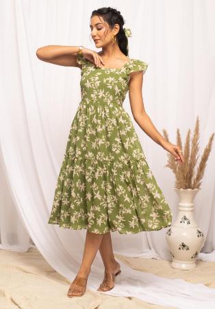 Picture of Ideal Cotton Dark Khaki Kurtis & Tunic