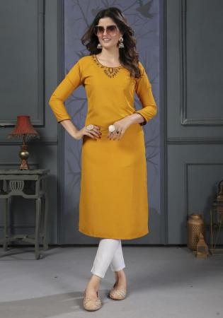 Picture of Ideal Cotton Yellow Kurtis & Tunic