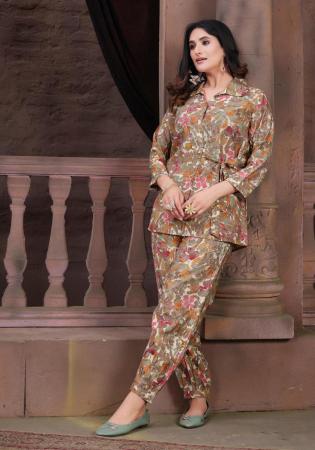 Picture of Rayon & Chiffon Rosy Brown Readymade Salwar Kameez