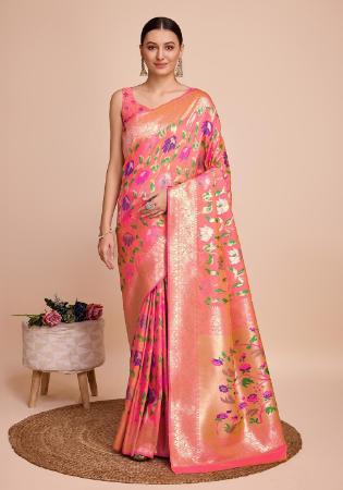 Picture of Comely Silk Light Pink Saree