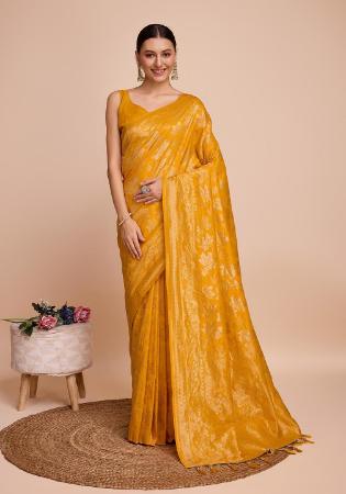 Picture of Appealing Silk Dark Golden Rod Saree