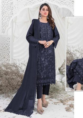 Picture of Georgette Dark Slate Grey Straight Cut Salwar Kameez