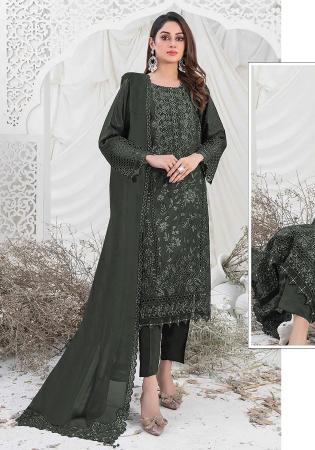 Picture of Georgette Dark Slate Grey Straight Cut Salwar Kameez