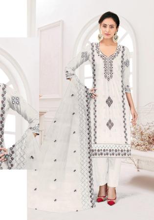 Picture of Amazing Georgette White Straight Cut Salwar Kameez