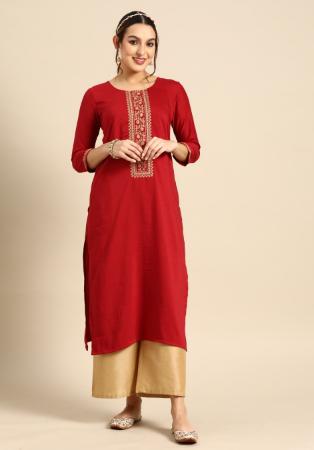 Picture of Exquisite Chiffon Dark Red Kurtis & Tunic