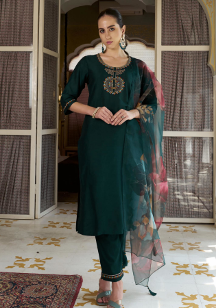 Picture of Cotton & Silk Dark Slate Grey Readymade Salwar Kameez