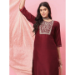 Picture of Well Formed Cotton Maroon Readymade Salwar Kameez