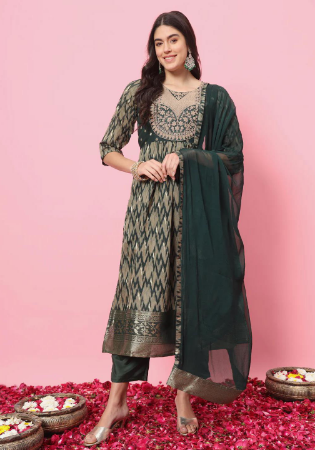 Picture of Magnificent Cotton Sea Green Readymade Salwar Kameez