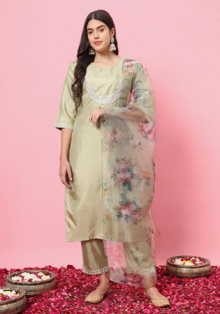 Picture of Sublime Cotton Tan Readymade Salwar Kameez