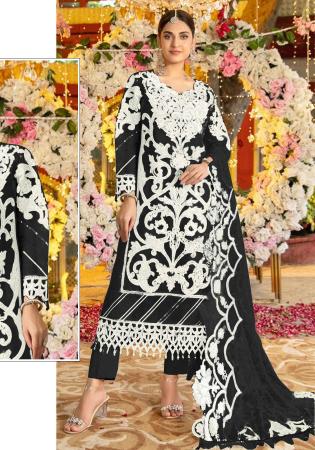 Picture of Excellent Organza Black Straight Cut Salwar Kameez