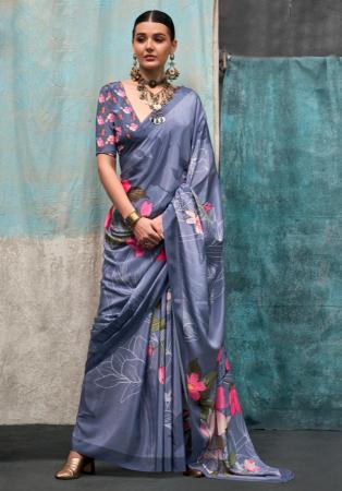 Picture of Graceful Crepe Light Slate Grey Saree