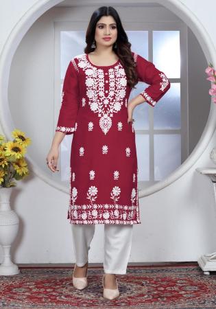 Picture of Splendid Rayon Maroon Kurtis & Tunic