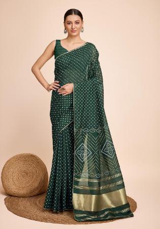 Picture of Shapely Cotton Sea Green Saree