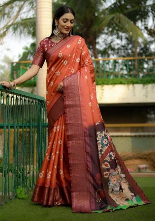 Picture of Delightful Silk Coral Saree