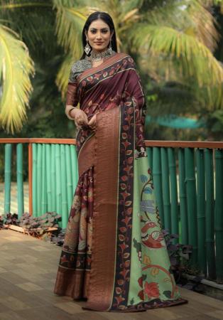 Picture of Excellent Silk Brown Saree