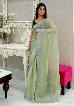 Picture of Pleasing Silk Dark Sea Green Saree