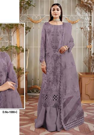 Picture of Appealing Organza Grey Straight Cut Salwar Kameez