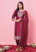 Picture of Cotton & Silk Dark Red Readymade Salwar Kameez