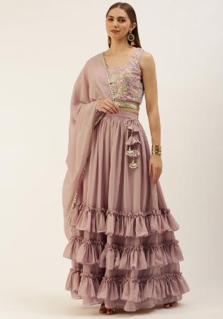 Picture of Georgette & Net Rosy Brown Readymade Lehenga Choli