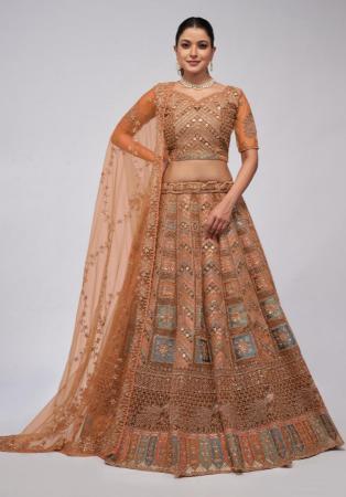 Picture of Stunning Net Chocolate Lehenga Choli