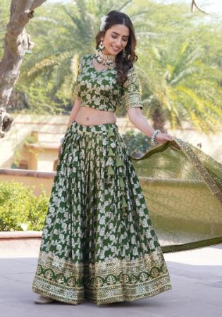 Picture of Sightly Chiffon Dark Sea Green Lehenga Choli