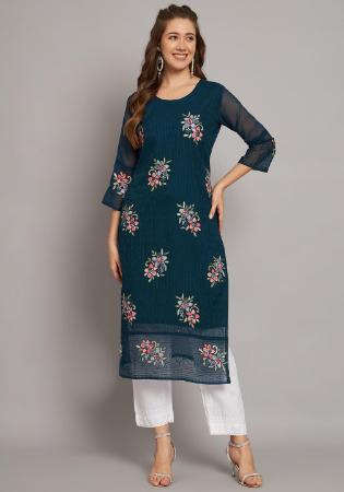 Picture of Comely Georgette Midnight Blue Kurtis & Tunic