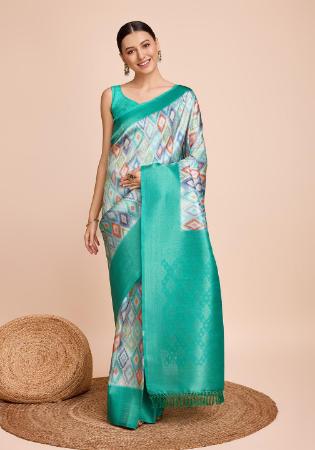 Picture of Sightly Silk Medium Turquoise Saree