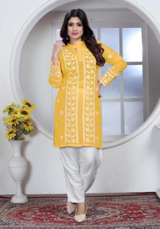 Picture of Well Formed Rayon Orange Kurtis & Tunic