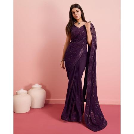 Picture of Splendid Georgette Midnight Blue Saree