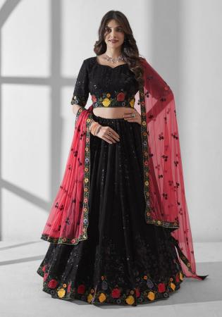 Picture of Stunning Georgette & Organza Black Lehenga Choli