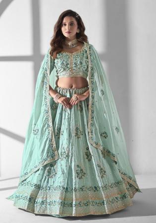 Picture of Georgette & Organza Cadet Blue Lehenga Choli