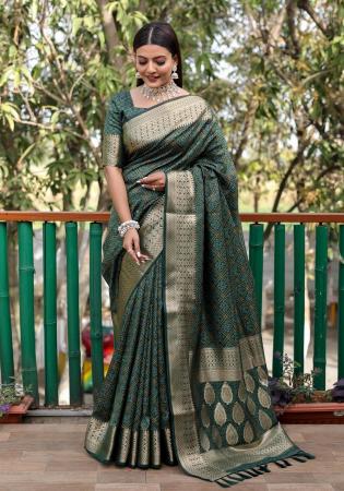 Picture of Taking Silk Dark Olive Green Saree